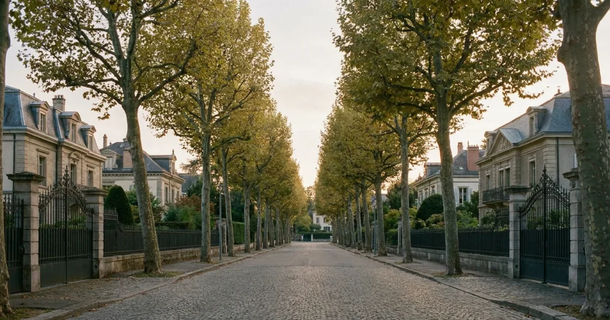 Avenue arborée de Chêne-Bougeries avec villas en pierre du 19e siècle
