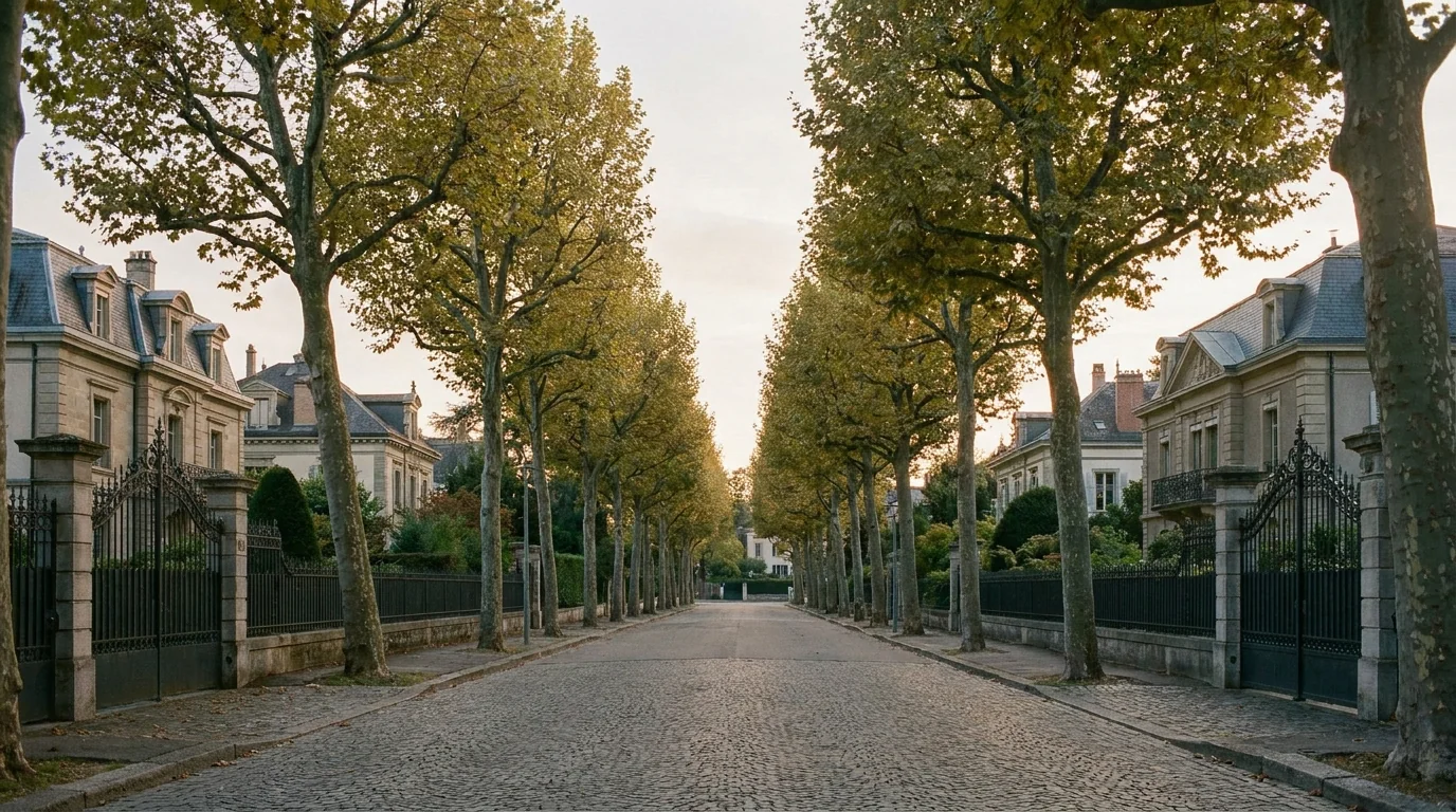 Avenue arborée de Chêne-Bougeries avec villas en pierre du 19e siècle
