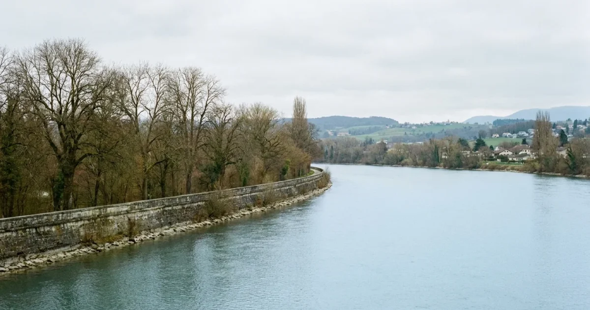 Rives du Rhône à Vernier, ambiance calme et végétation en bord d'eau